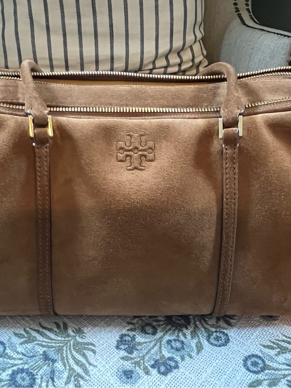 Tory Burch Chestnut Brown Leather Double-Zip Tote - Picture 3 of 5